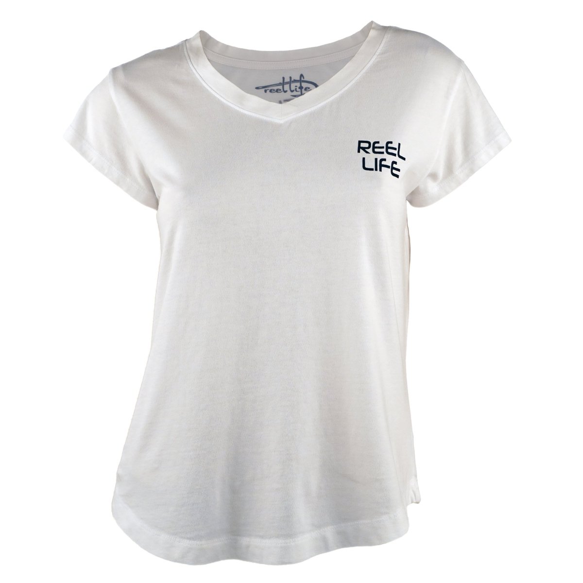 Reel Life Women's Ocean Washed Sassy Palm V - Neck T-Shirt - White - Forza Sports