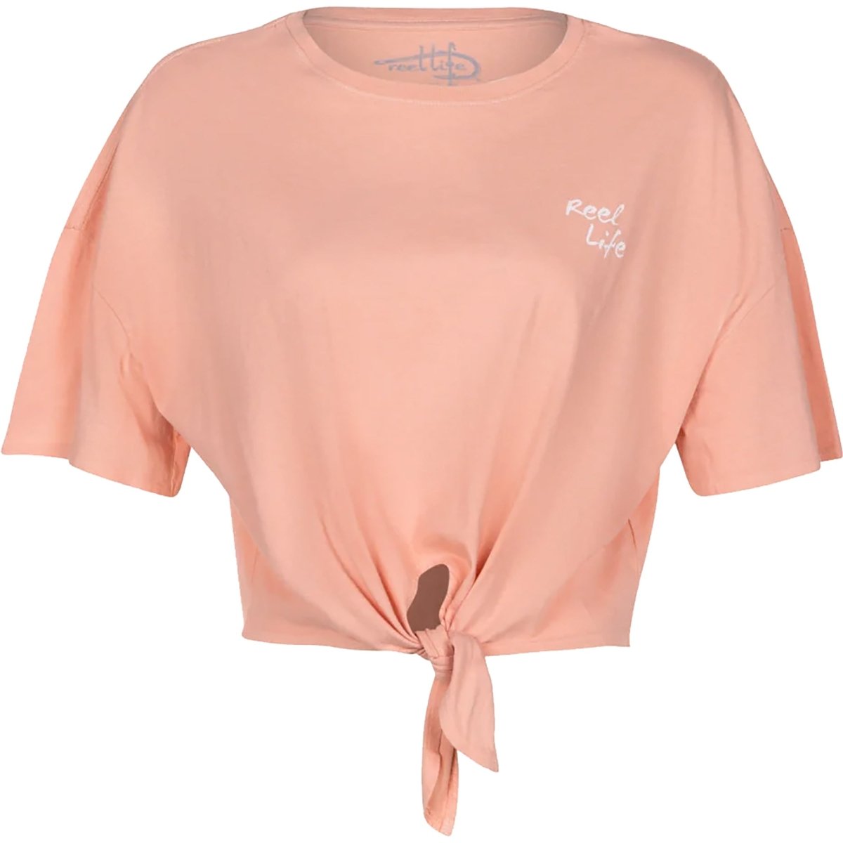 Reel Life Women's Ocean Washed Stay Wild Tie Front T-Shirt - Peaches N' Cream - Forza Sports