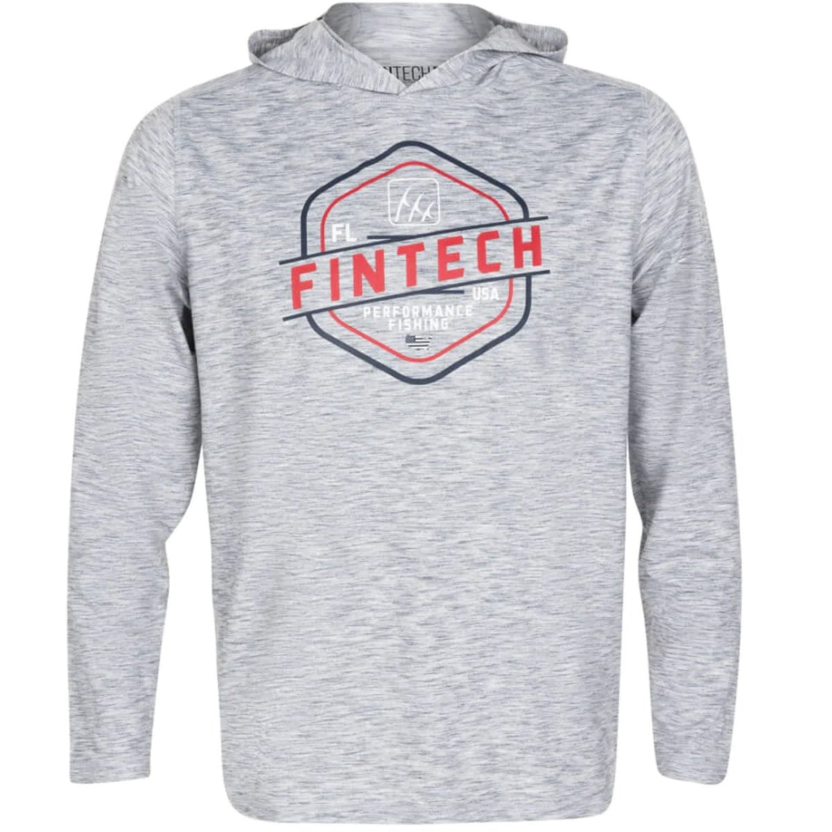 Fintech FPF Badge Coastal Performance UV Pullover Hoodie - Glacier Gray Heather - Forza Sports