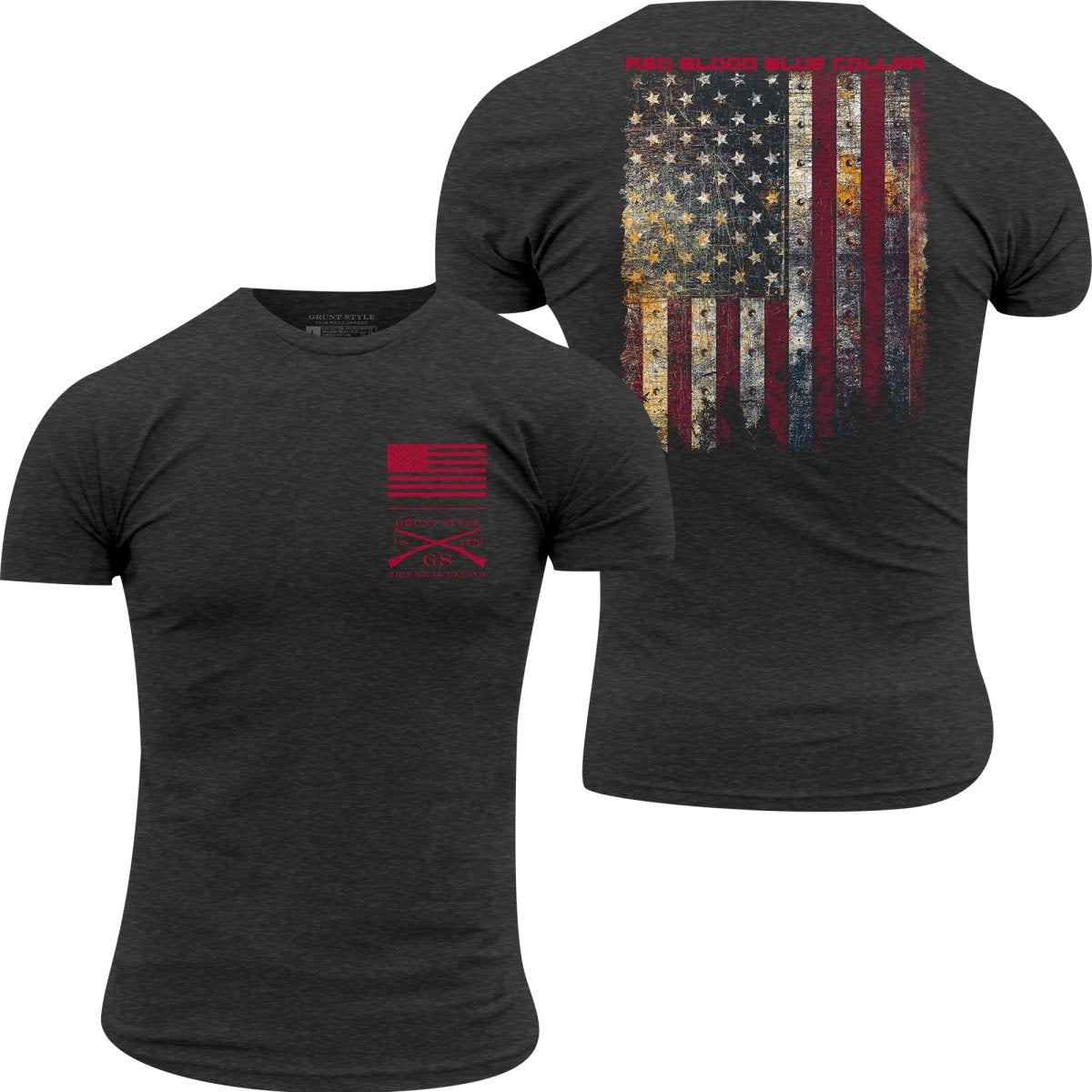 Grunt Style Red Blood Blue Collar T-Shirt - Charcoal - Forza Sports