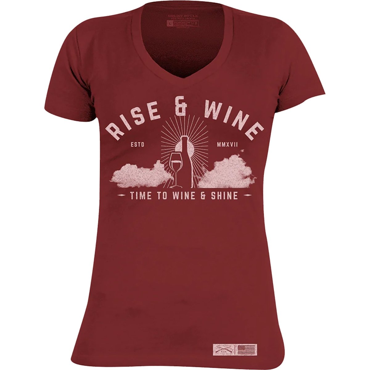 Grunt Style Women's Rise & Wine V - Neck T-Shirt - Red Plum - Forza Sports