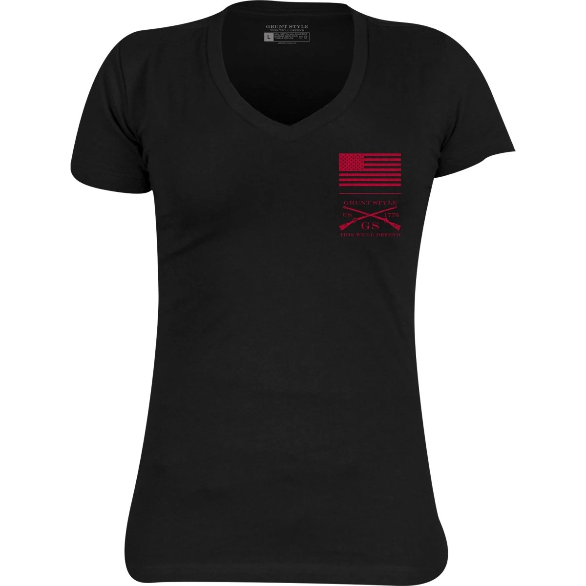 Grunt Style Women's Red Blood Blue Collar V - Neck T-Shirt - Black - Forza Sports