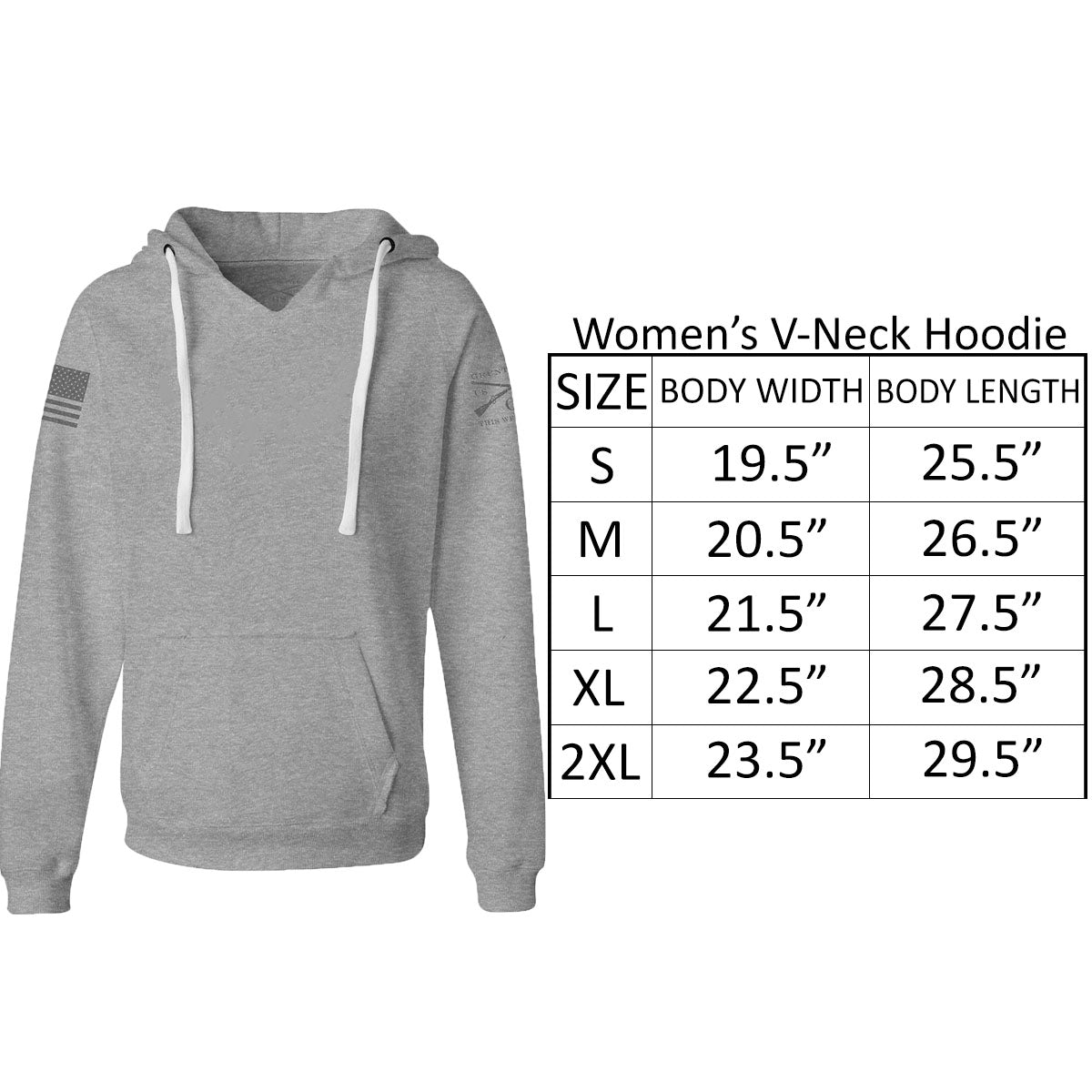 Grunt Style Women's American Woman 2.0 V-Neck Pullover Hoodie - Black Grunt Style