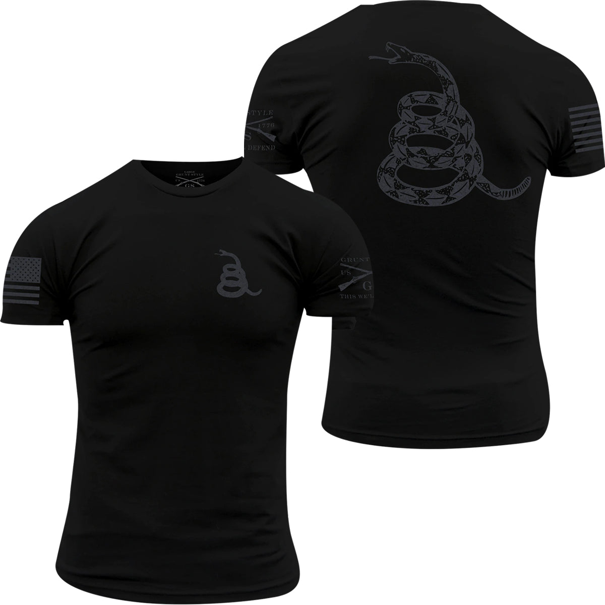 Grunt Style Concealed Gadsden Crewneck T-Shirt - Black - Forza Sports