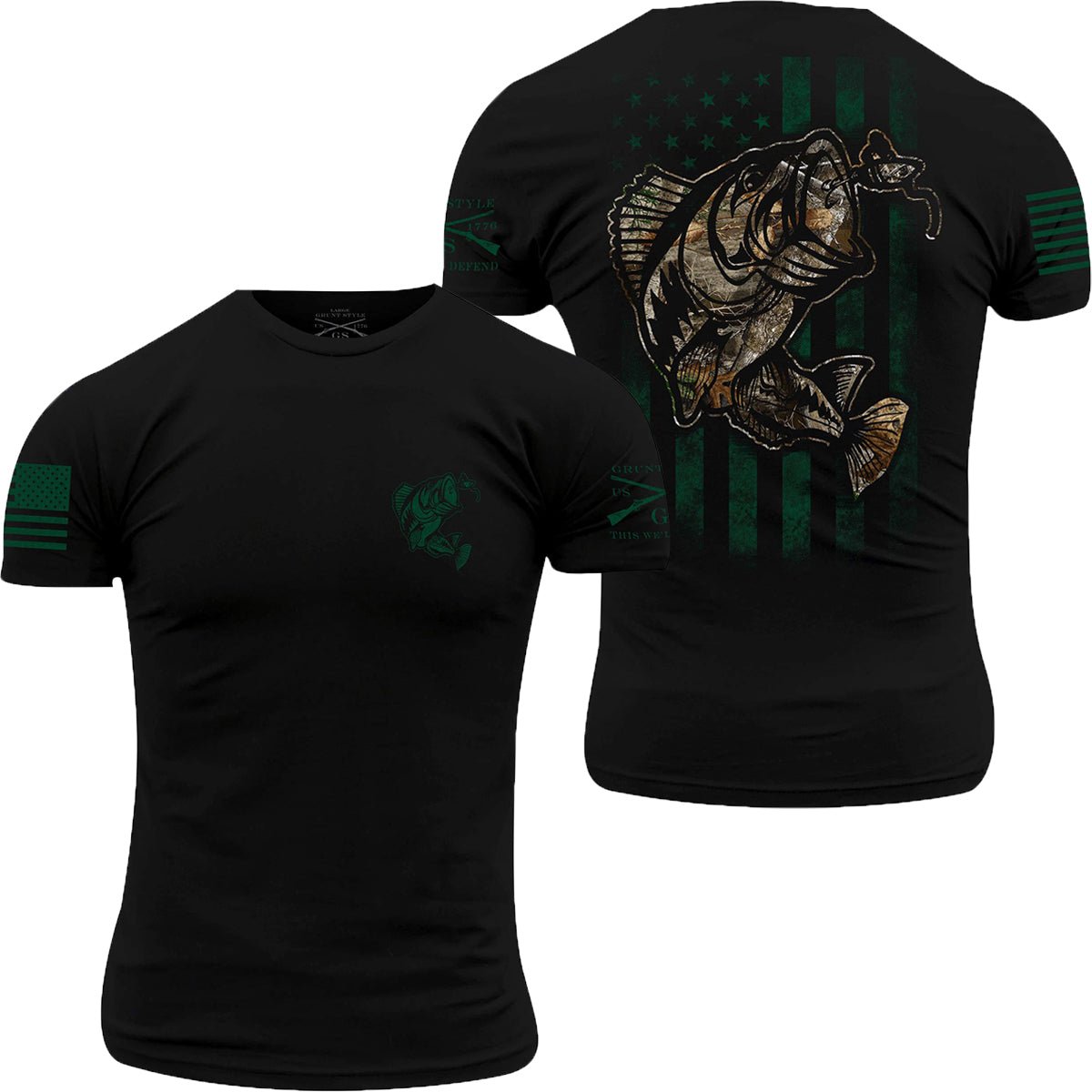 Grunt Style Realtree Edge - Fish Flag T-Shirt - Black - Forza Sports