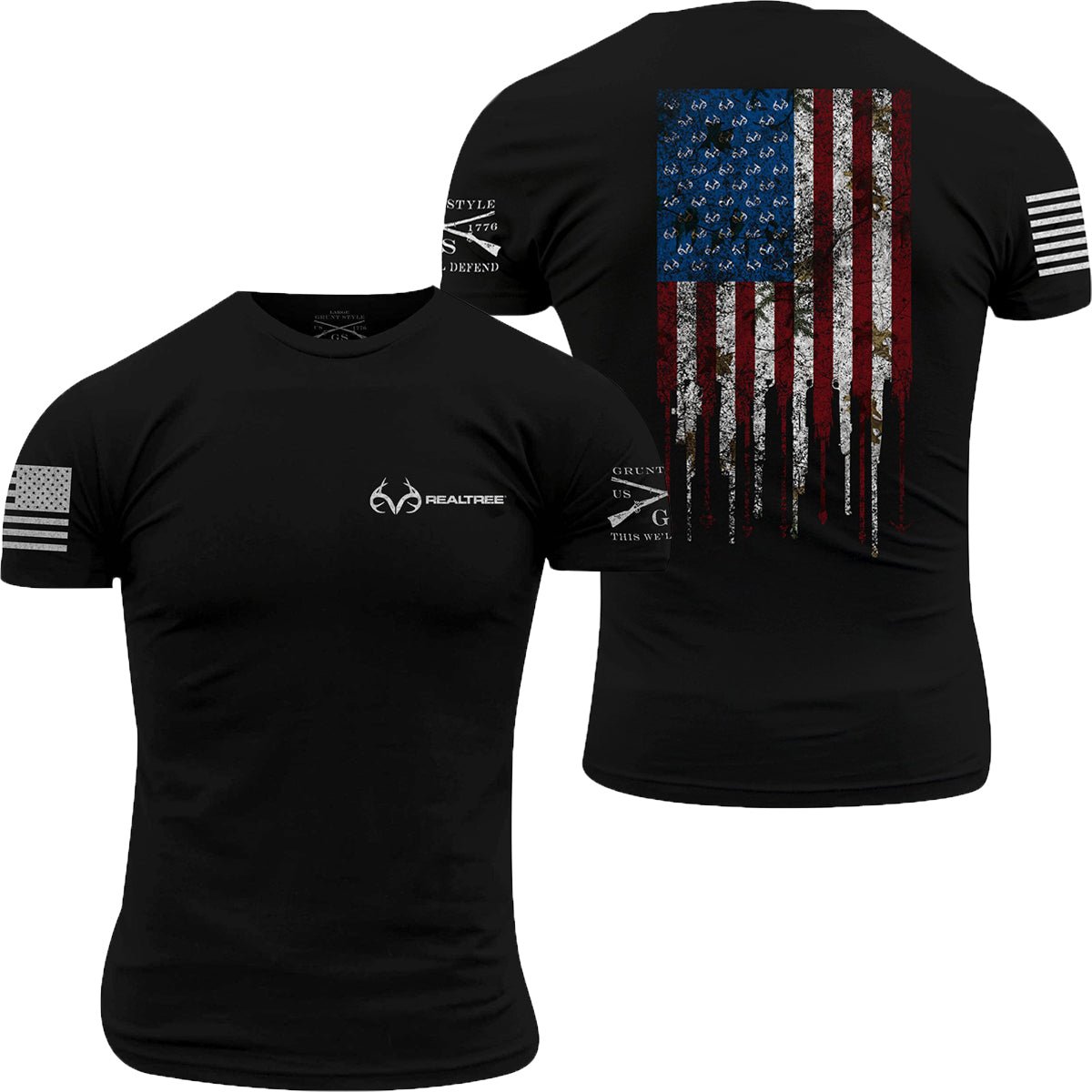 Grunt Style Realtree AP Snow - Hunting Flag T-Shirt - Black - Forza Sports
