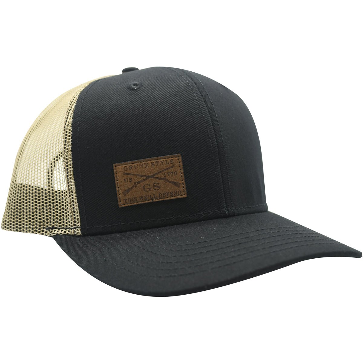 Grunt Style Logo Leather Patch Hat - Black - Forza Sports