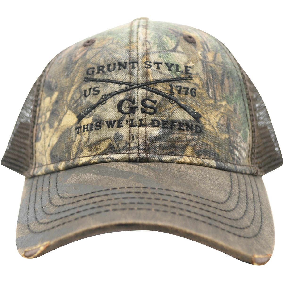 Grunt Style Realtree Xtra Embroidered Logo Flag Hat - Brown - Forza Sports