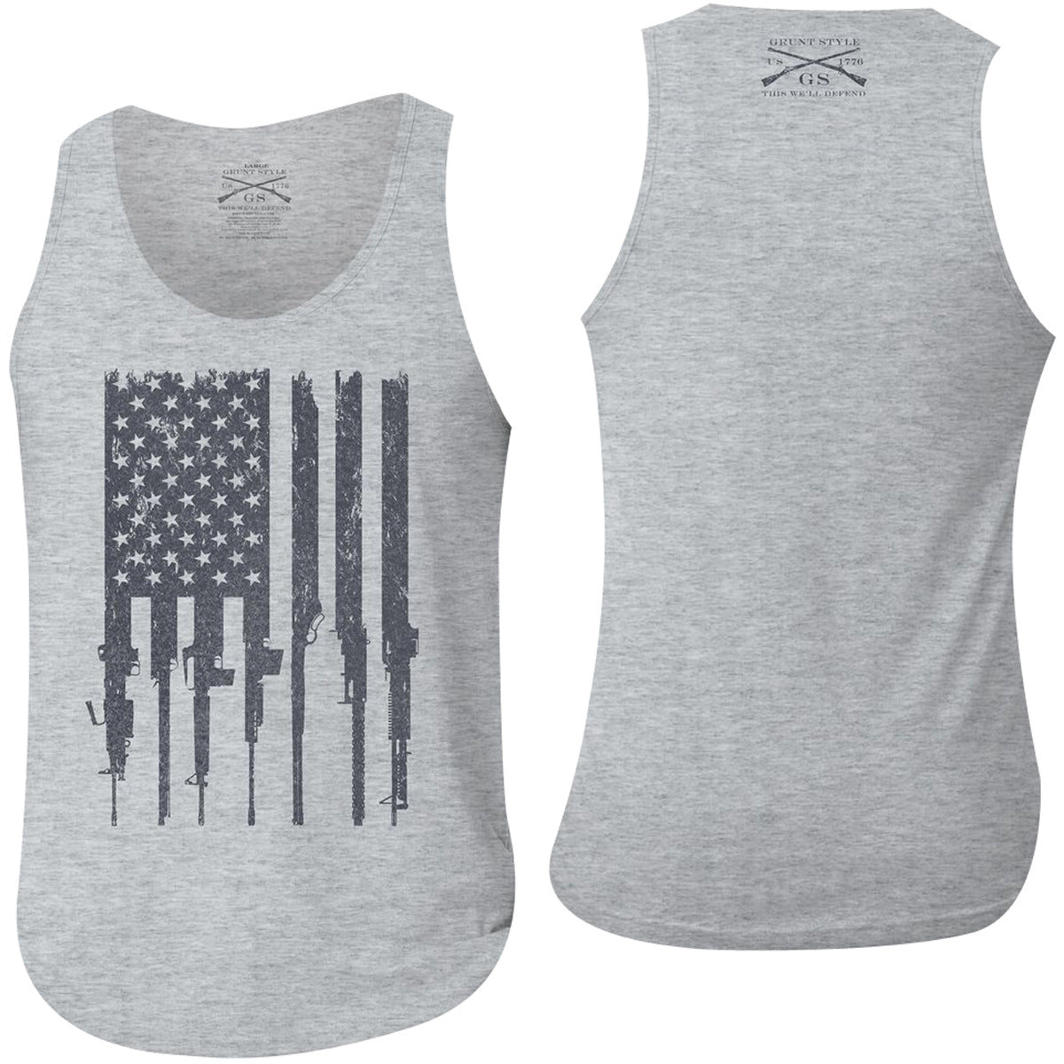Grunt Style Rifle Flag Tank Top - Heather Gray - Forza Sports