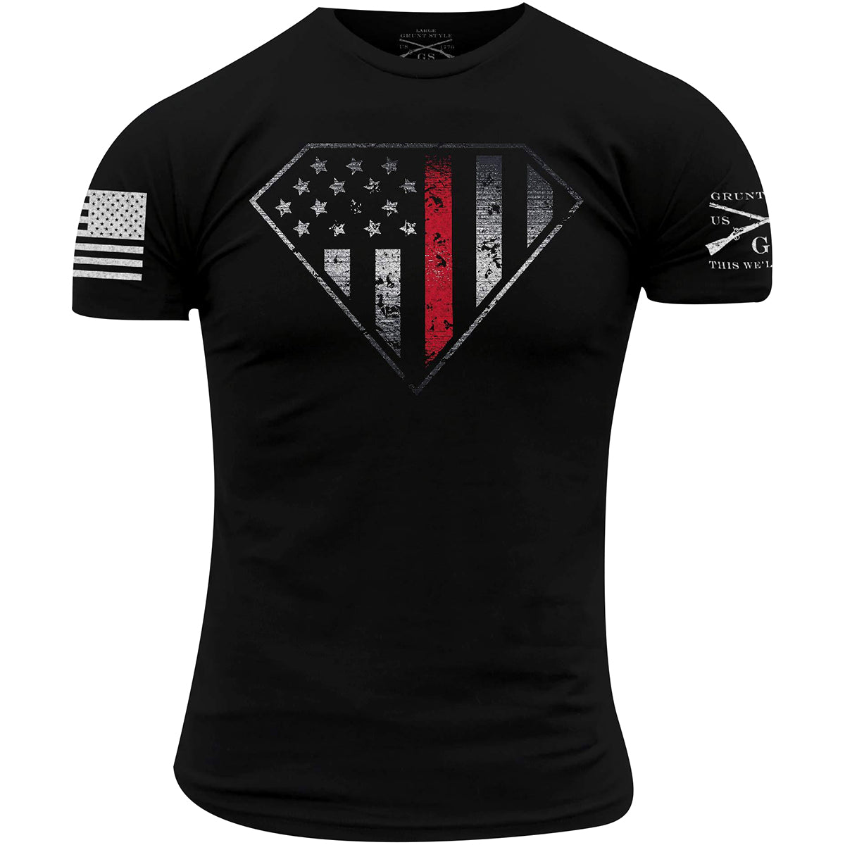 Grunt Style Red Line Crest T-Shirt - Black - Forza Sports