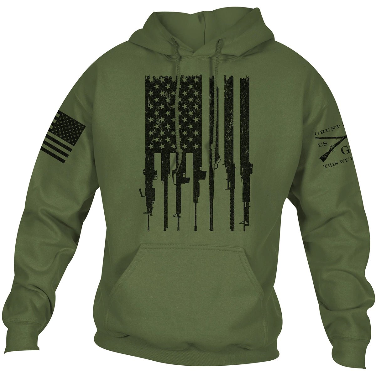 Grunt Style Rifle Flag 2.0 Pullover Hoodie - Military Green - Forza Sports