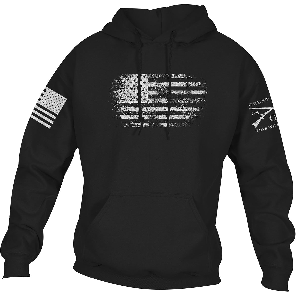 Grunt Style Vintage American Pullover Hoodie - Black - Forza Sports