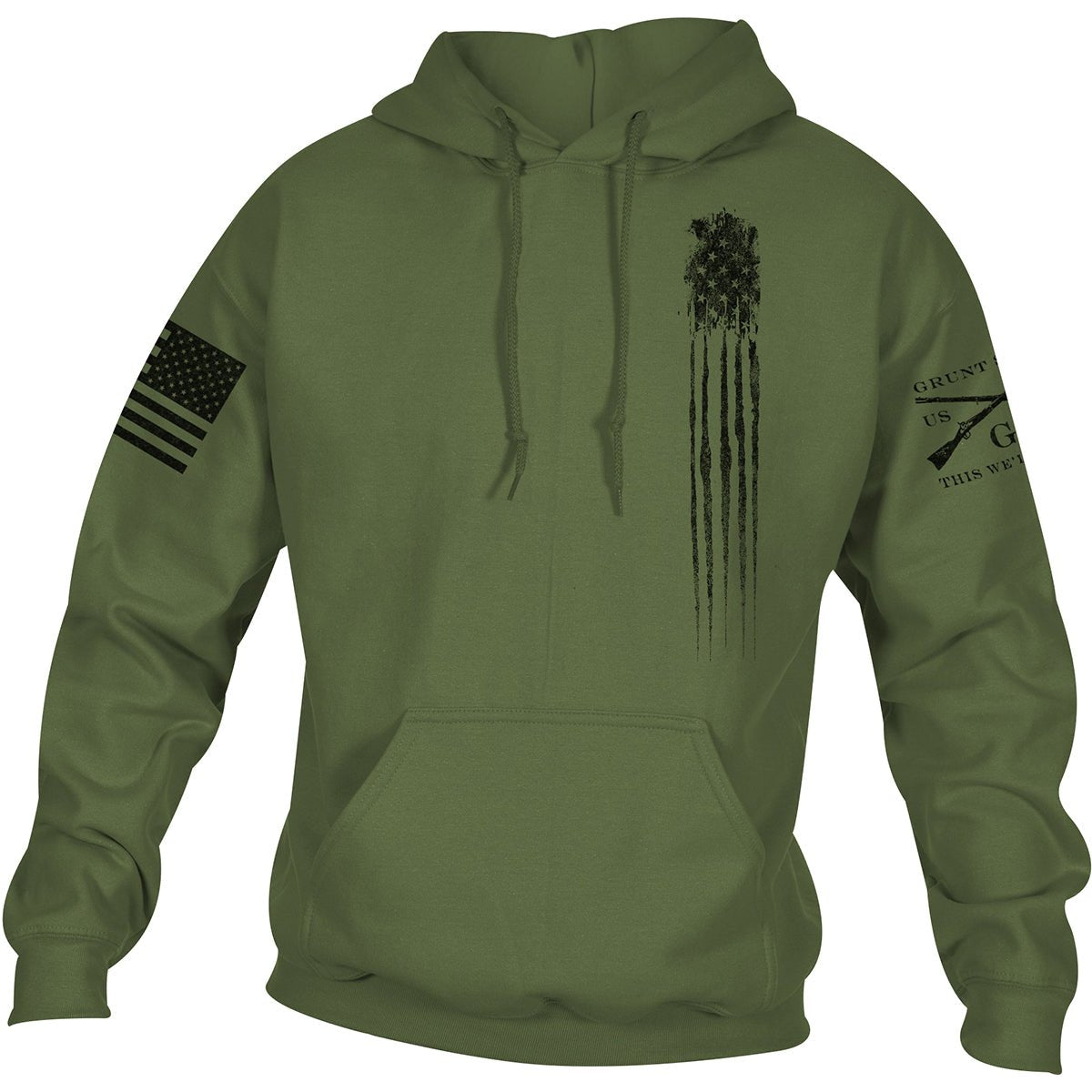 Grunt Style Beast Flag Pullover Hoodie - Military Green - Forza Sports