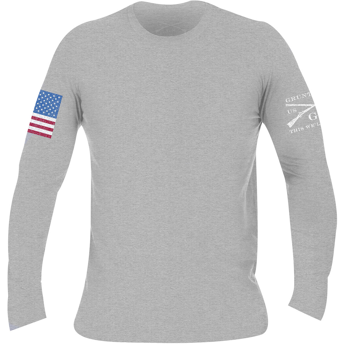 Grunt Style Full Color Flag Basic Long Sleeve T-Shirt - Heather Gray - Forza Sports