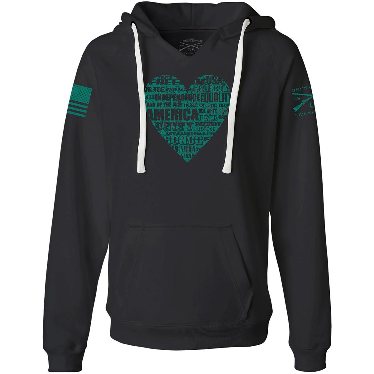 Grunt Style Women's American Poetry V - Neck Pullover Hoodie - Black - Forza Sports