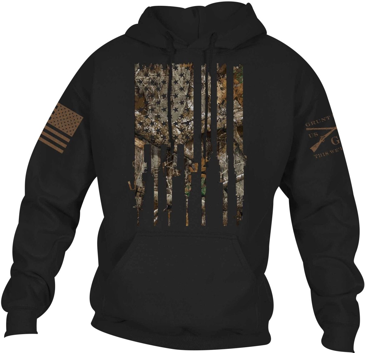 Grunt Style Realtree Edge Rifle Flag Pullover Hoodie - Black - Forza Sports