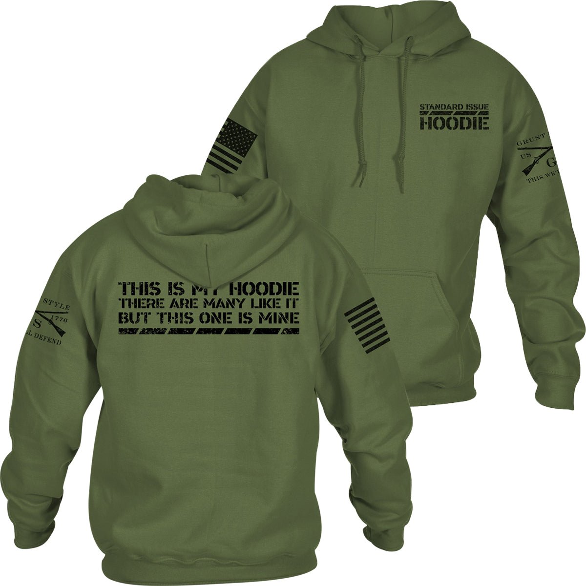 Grunt Style This Is My Hoodie Pullover Hoodie - Military Green - Forza Sports