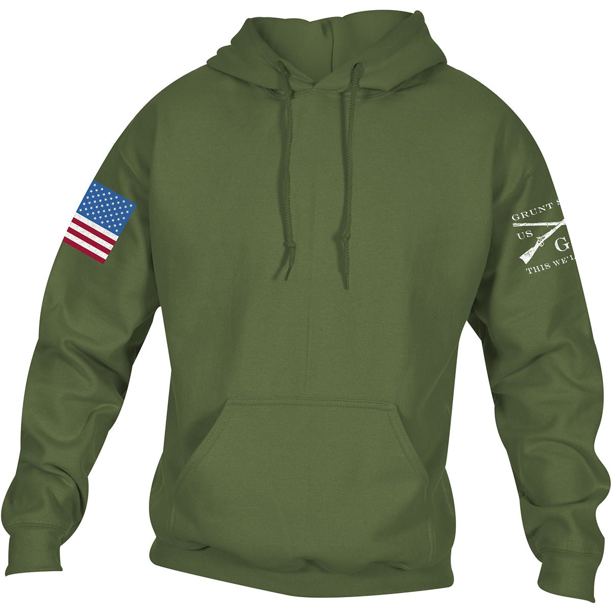 Grunt Style Full Color Flag Basic Pullover Hoodie - Military Green - Forza Sports