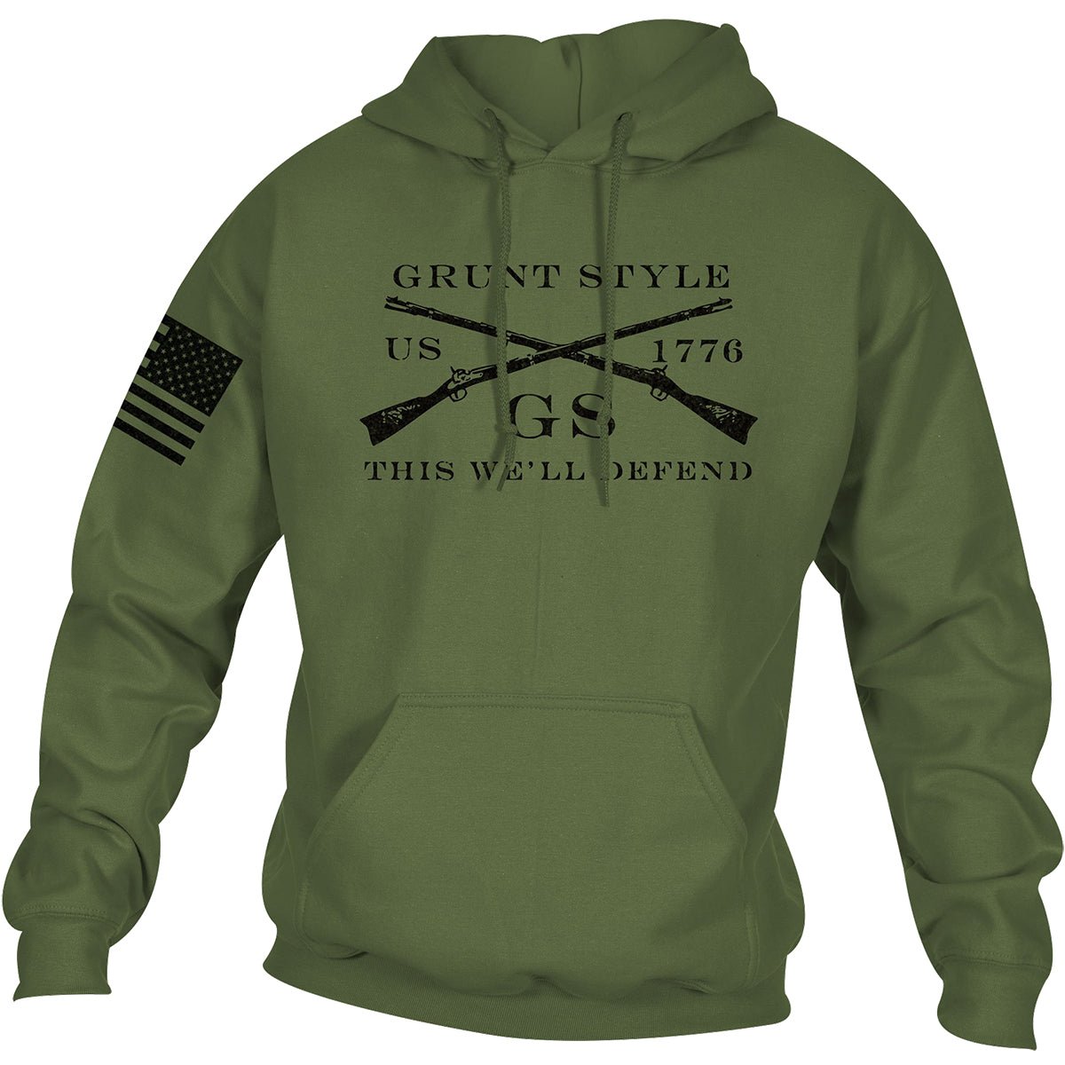 Grunt Style Logo Basic Pullover Hoodie - Military Green - Forza Sports