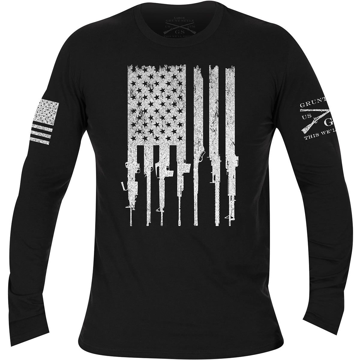 Grunt Style Rifle Flag Long Sleeve T-Shirt - Black - Forza Sports