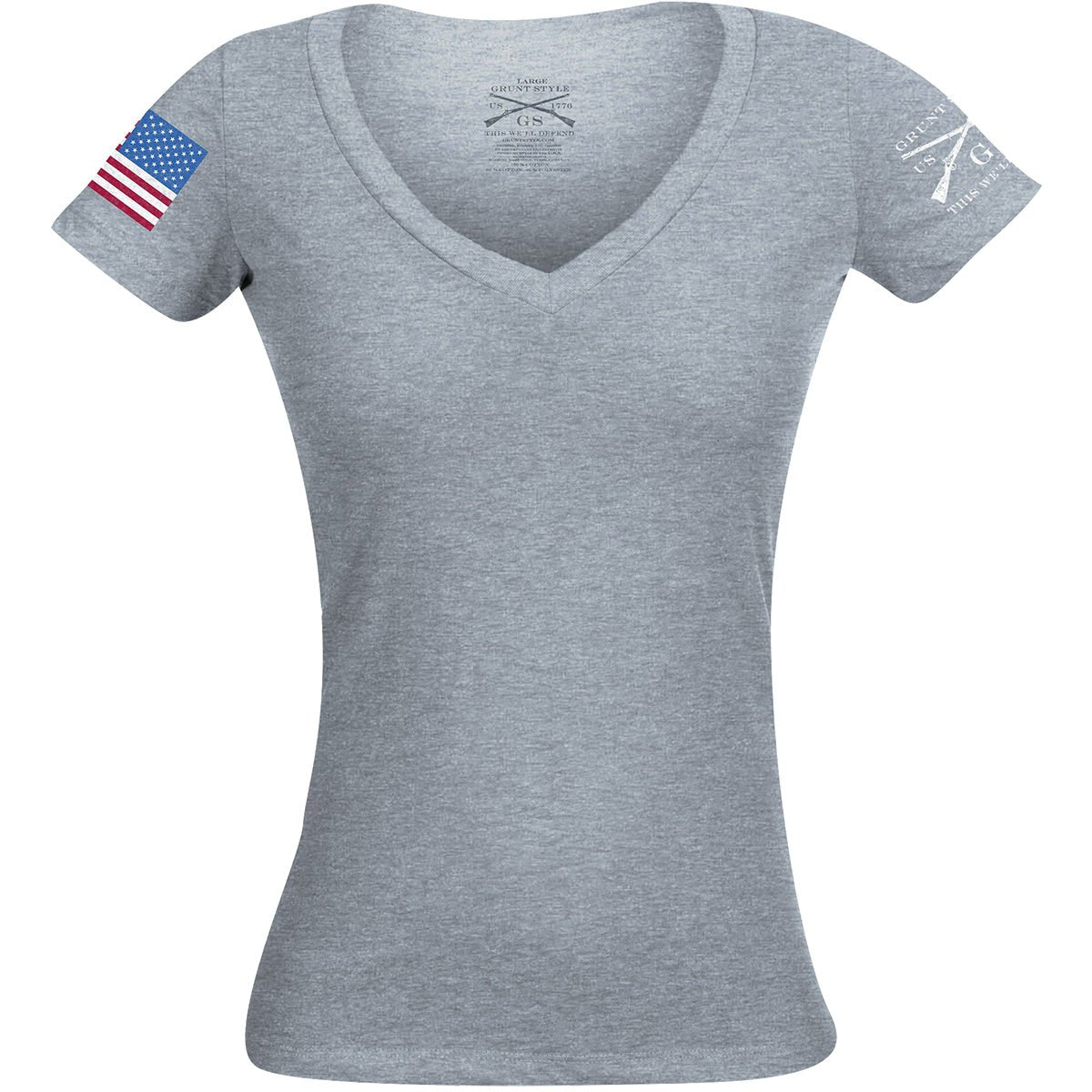 Grunt Style Women's Full Color Flag Basic V - Neck T-Shirt - Forza Sports
