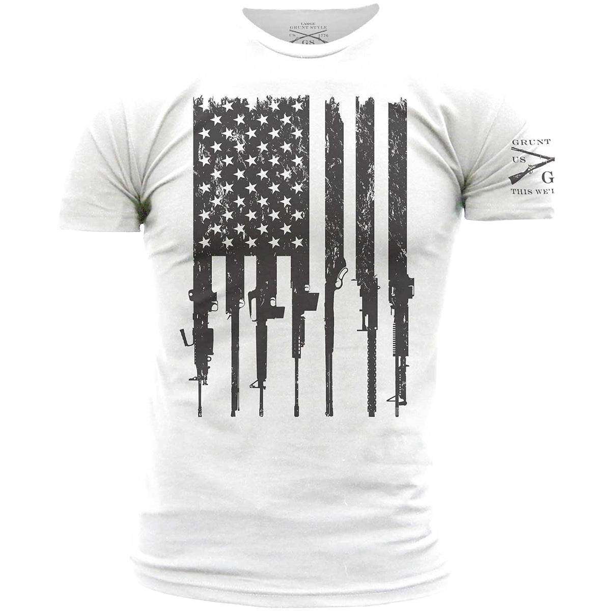 Grunt Style Rifle Flag Crewneck T-Shirt - White