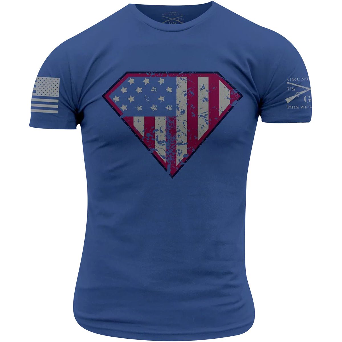 Grunt Style Super Patriot Crewneck T-Shirt - Blue - Forza Sports