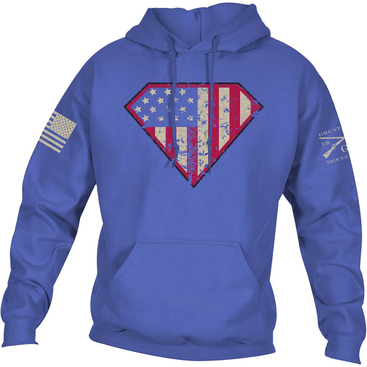 Grunt Style Super Patriot Pullover Hoodie - 3XL - Blue - Forza Sports