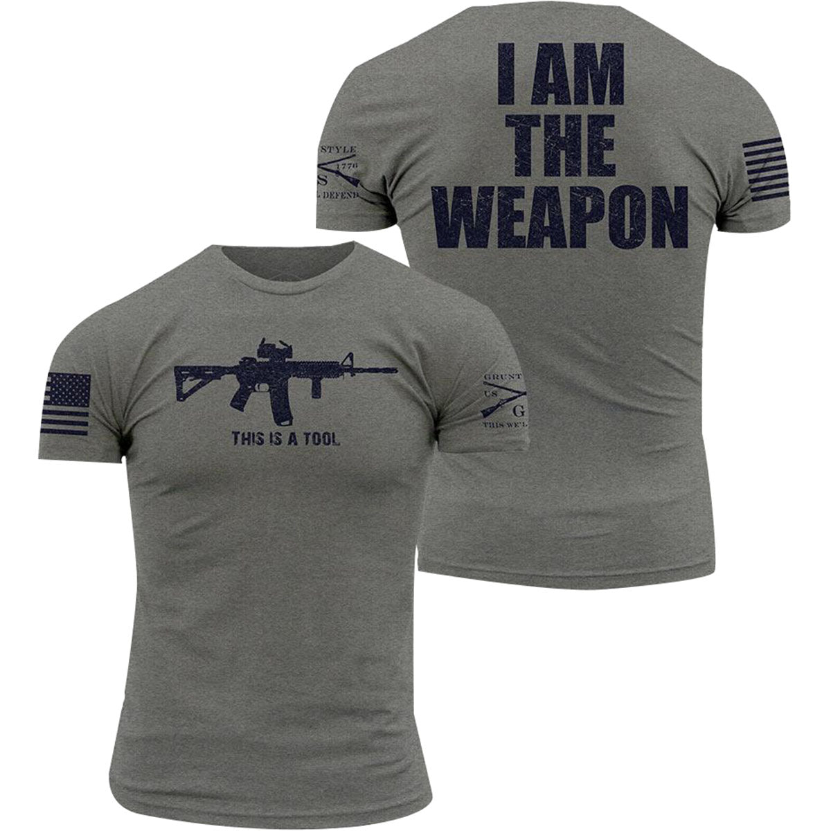 Grunt Style I Am The Weapon Crewneck T-Shirt - Gray - Forza Sports