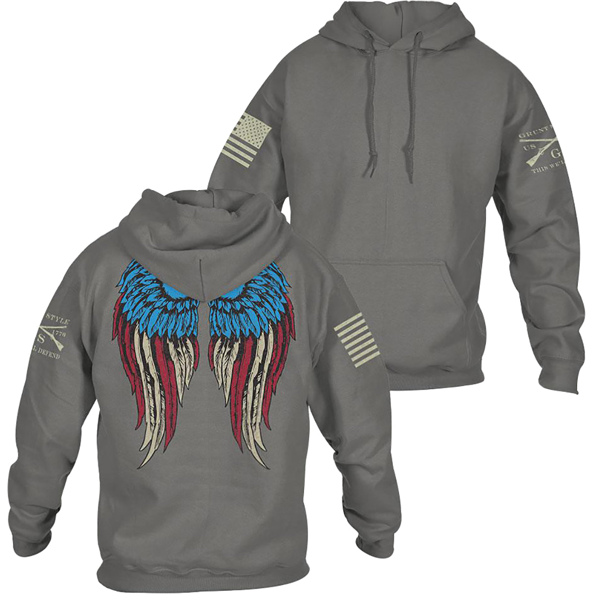 Grunt Style Women's Relaxed Fit Freedom Angel 2.0 Pullover Hoodie - Gray Grunt Style