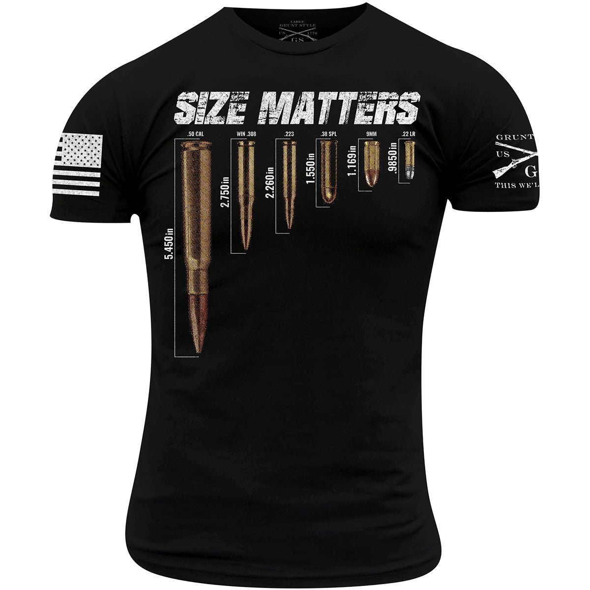 Grunt Style Size Matters Crewneck T-Shirt - Black - Forza Sports