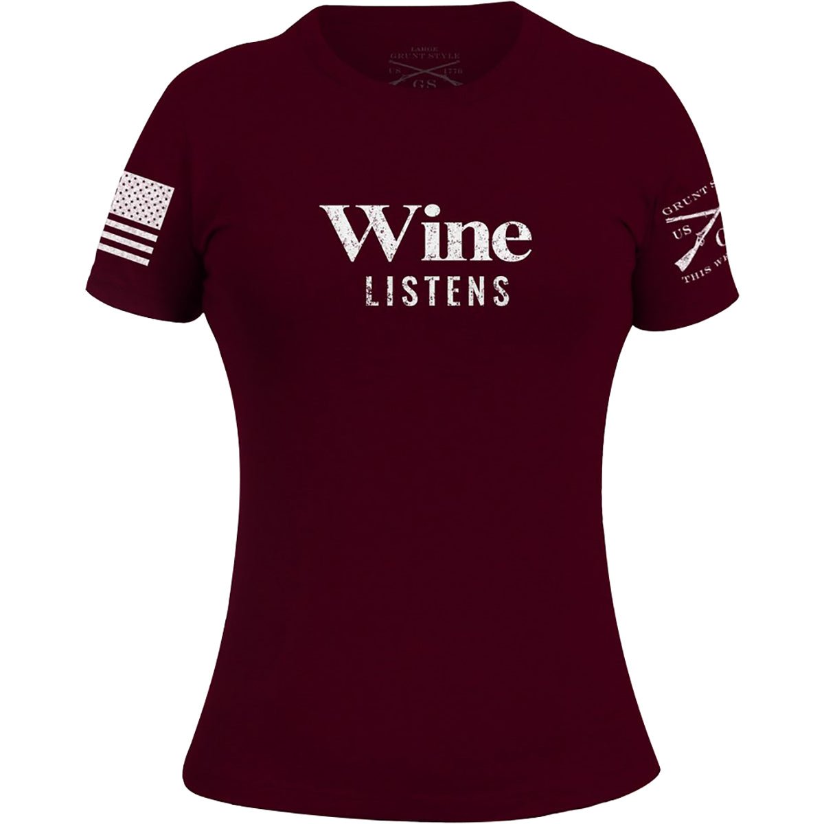 Grunt Style Women's Wine Listens Crewneck T-Shirt - Wine - Forza Sports