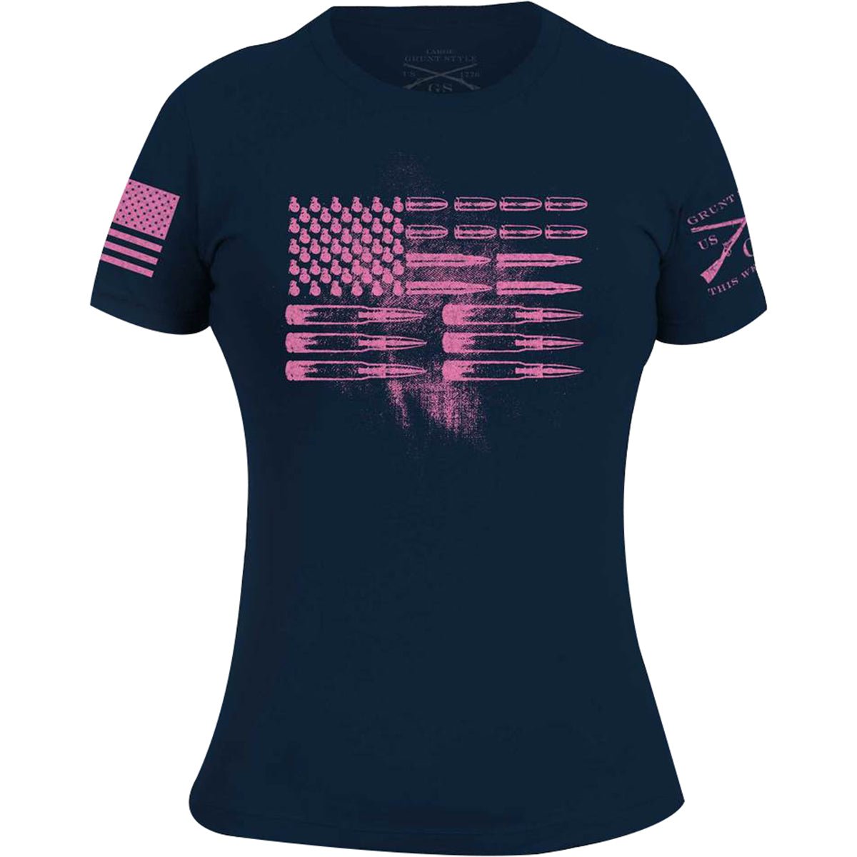 Grunt Style Women's Ammo Flag Crewneck T-Shirt - Navy/Pink - Forza Sports
