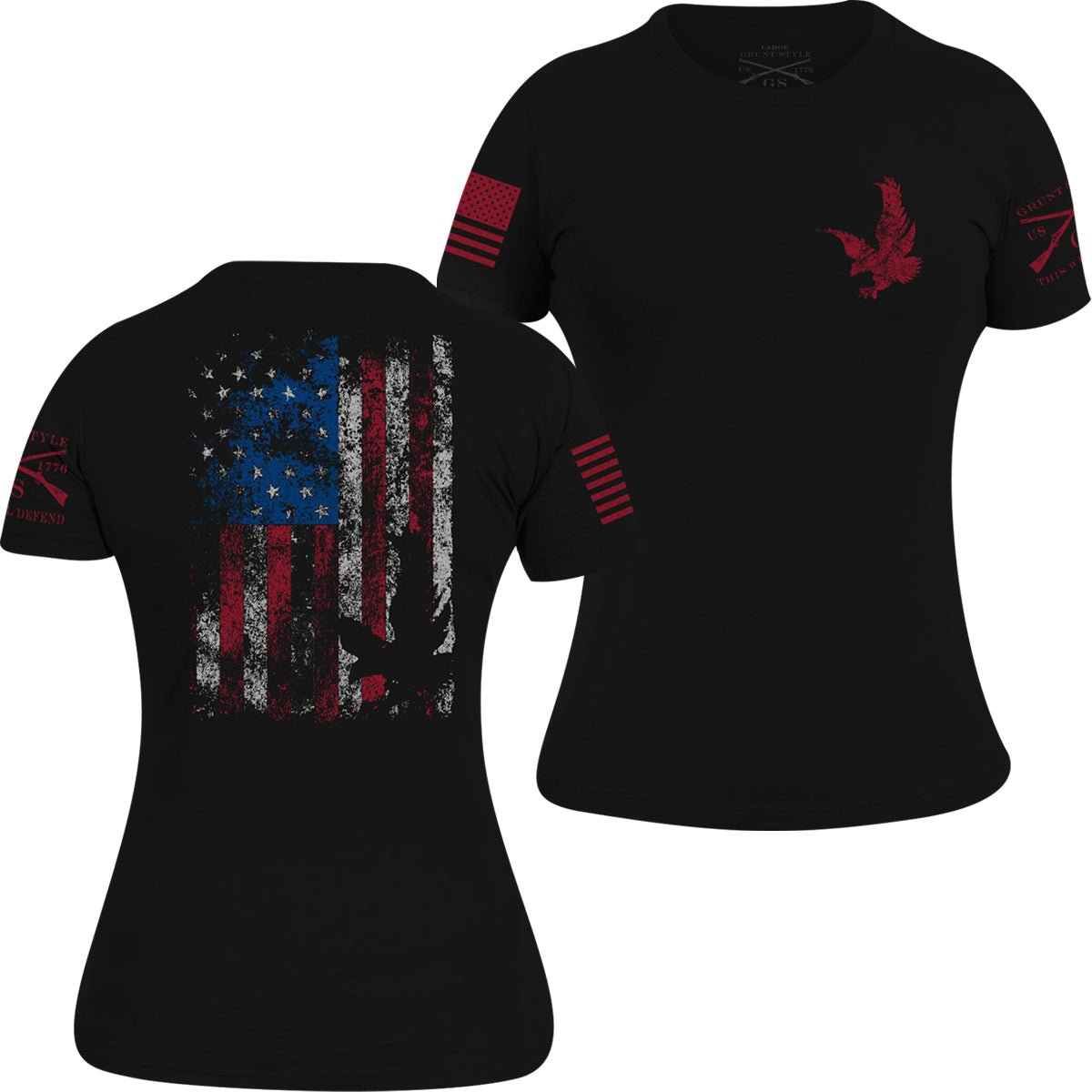 Grunt Style Women's Freedom Flag T-Shirt - Black - Forza Sports