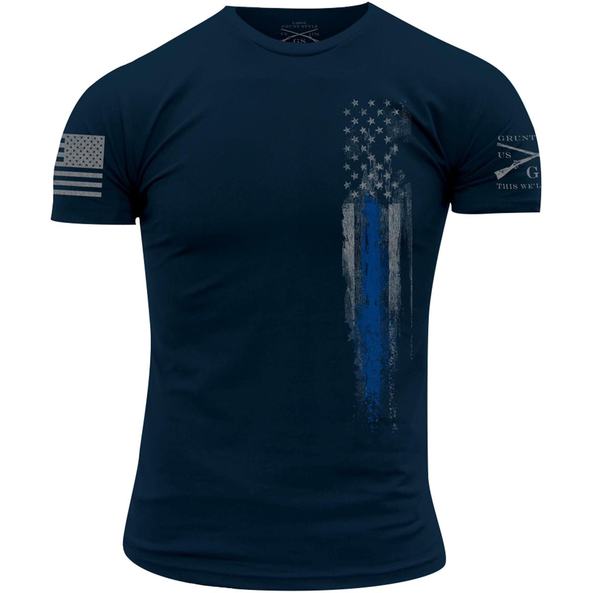Grunt Style Blue Line Flag T-Shirt - Navy - Forza Sports