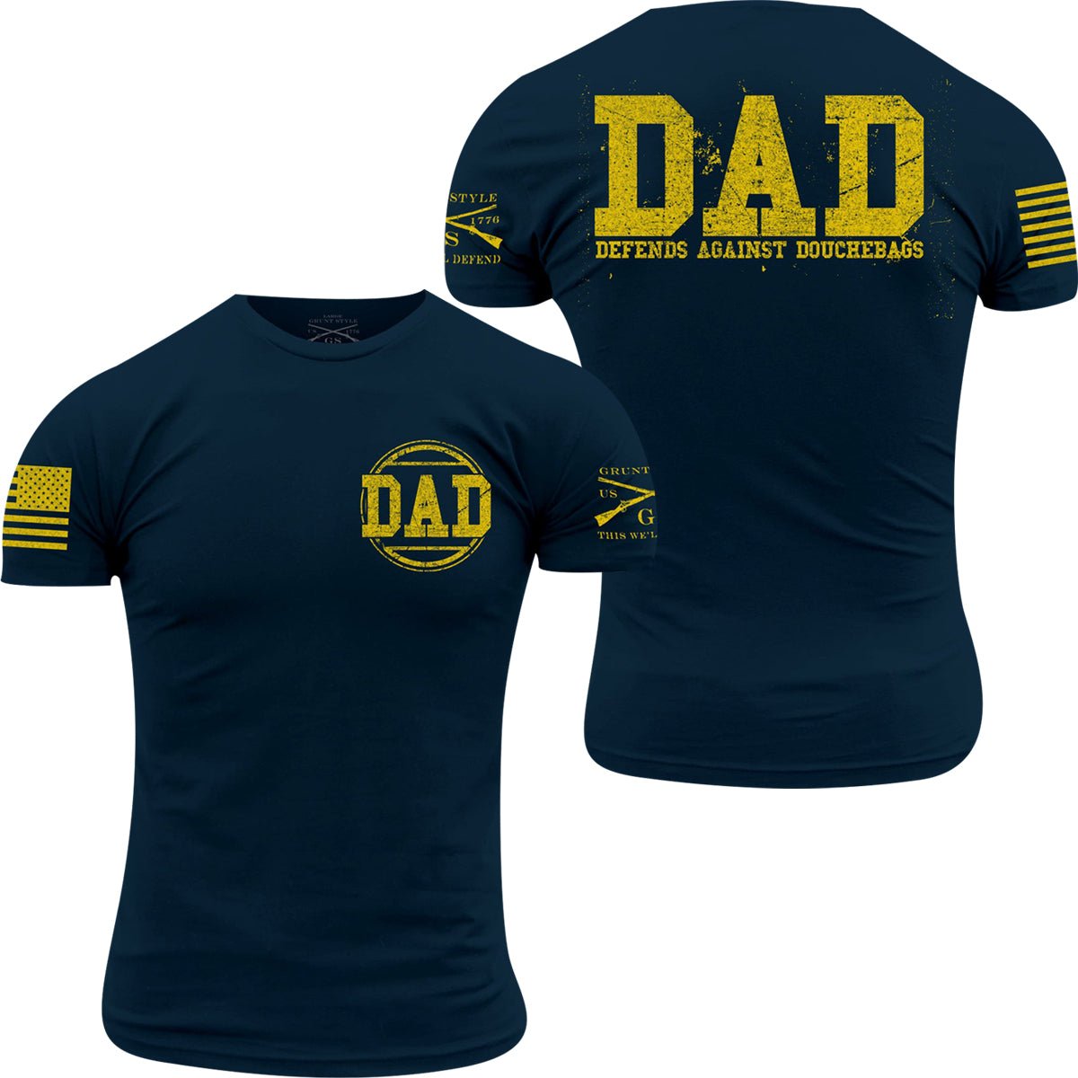 Grunt Style Dad Defend T-Shirt - Navy/Yellow - Forza Sports