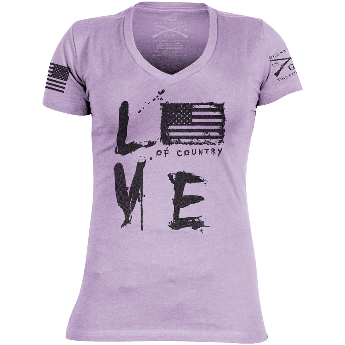 Grunt Style Women's Love of Country Revisited V-Neck T-Shirt - Purple Grunt Style