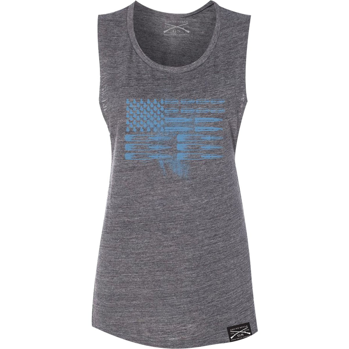 Grunt Style Women's Ammo Flag Tank Top - Heather Gray - Forza Sports