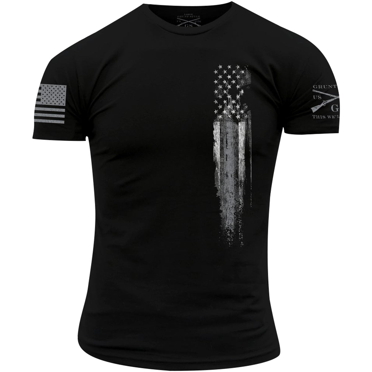 Grunt Style Silver Line Flag T-Shirt - Black - Forza Sports