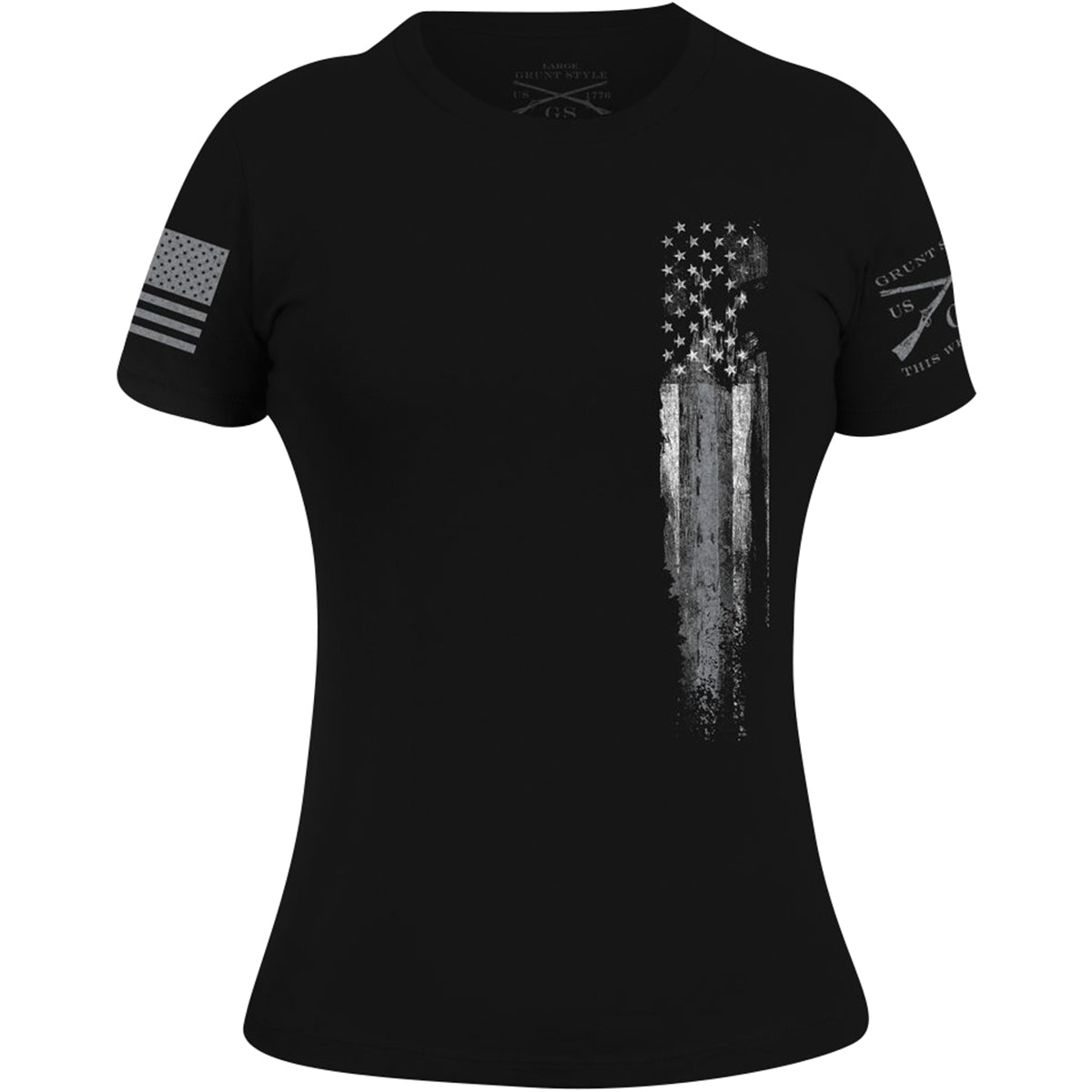 Grunt Style Women's Silver Line Flag T-Shirt - Black - Forza Sports