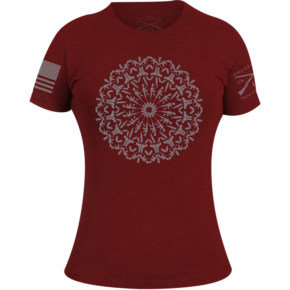 Grunt Style Women's Gun Mandala T-Shirt - Red - Forza Sports