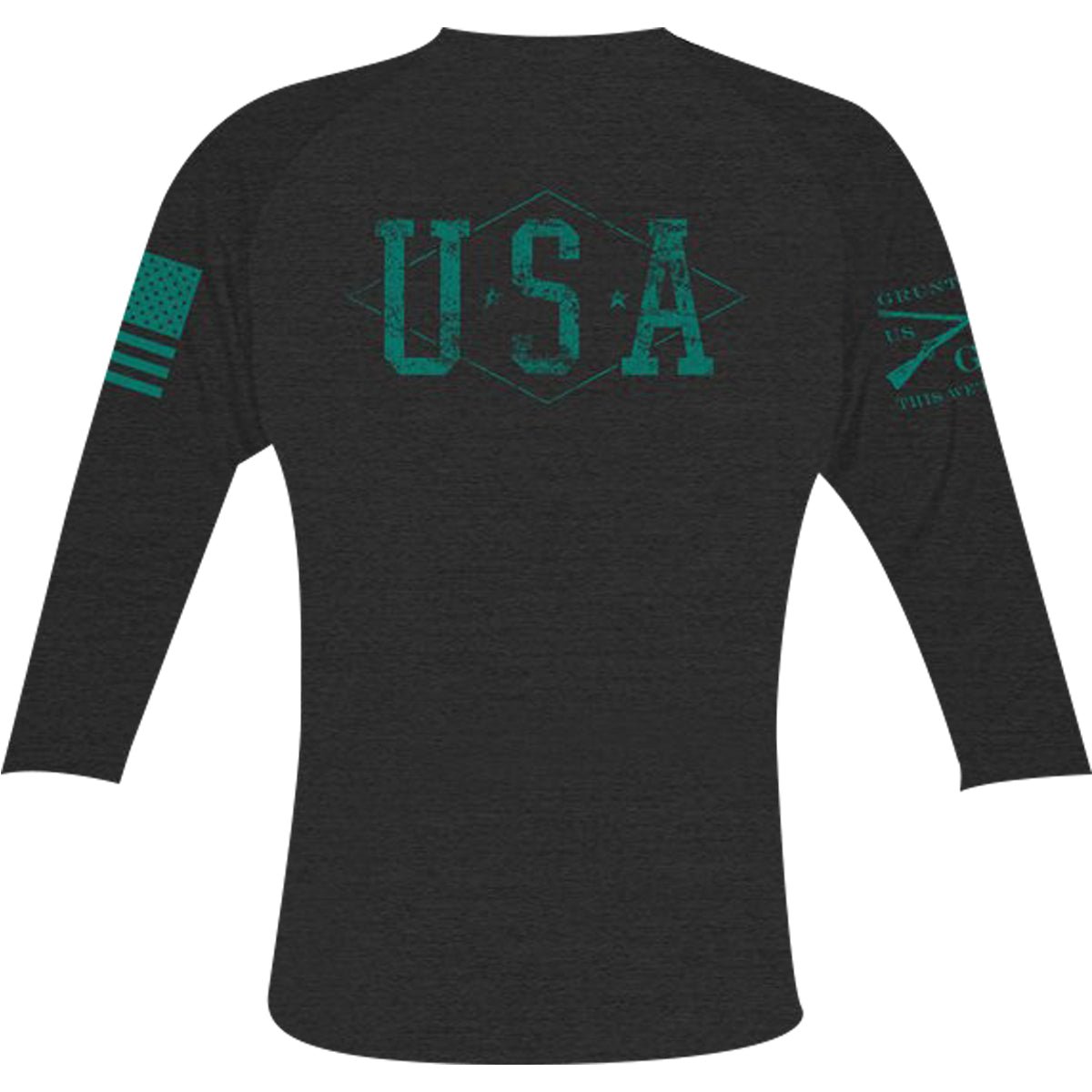 Grunt Style Women's Hero Raglan Long Sleeve T-Shirt - Black/Green - Forza Sports
