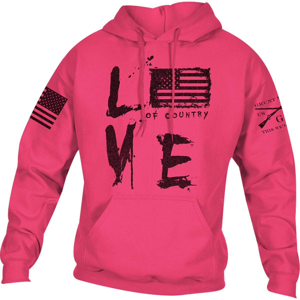 Grunt Style Love Of Country Pullover Hoodie - Pink - Forza Sports