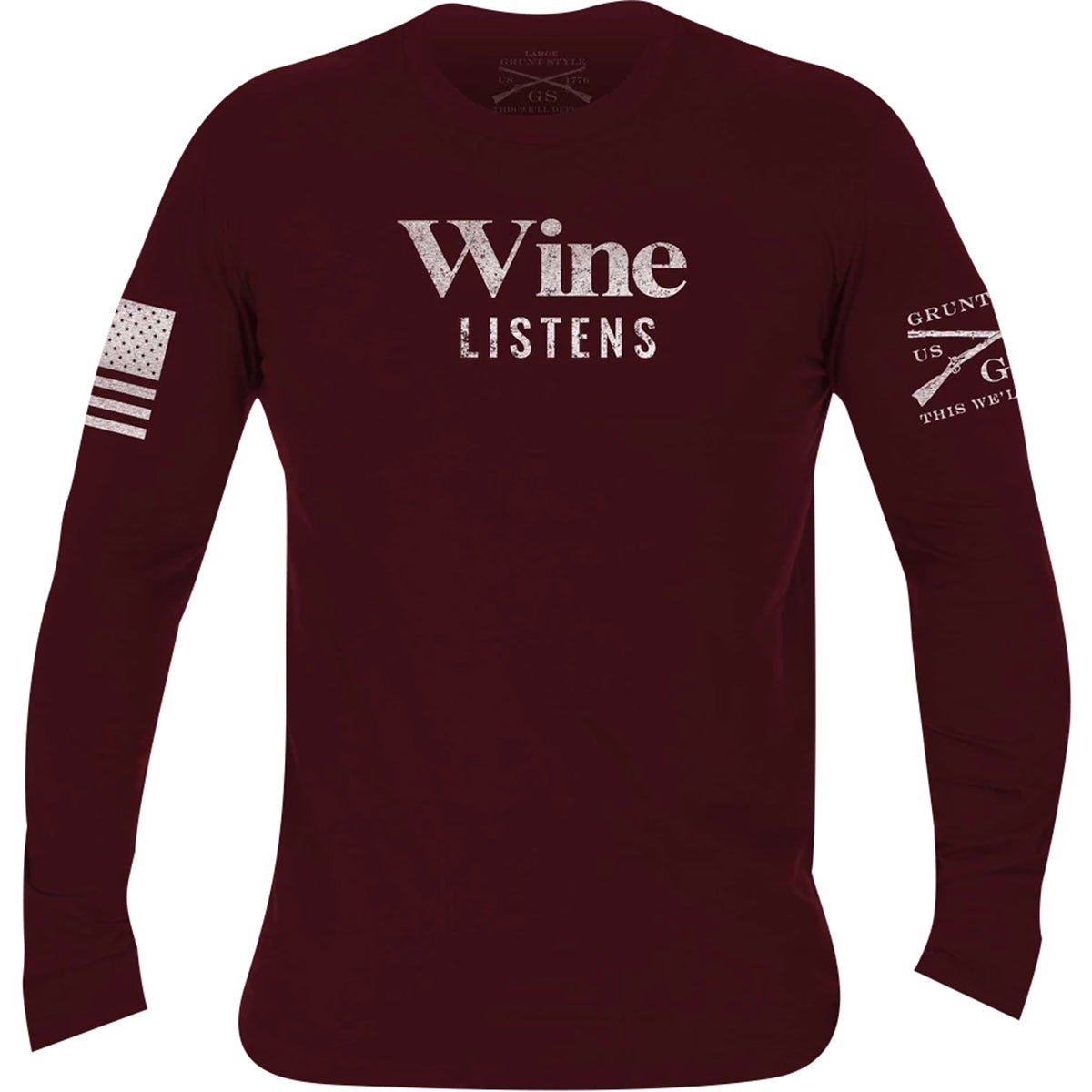 Grunt Style Women's Relaxed Fit Wine Listens Long Sleeve T-Shirt - Wine - Forza Sports