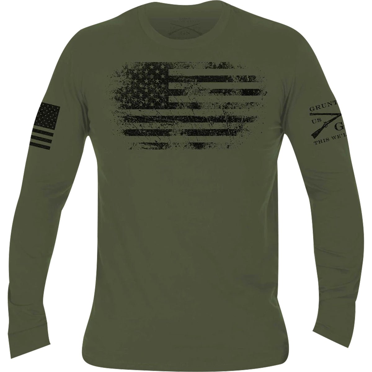 Grunt Style Vintage American Long Sleeve T-Shirt - Military Green - Forza Sports