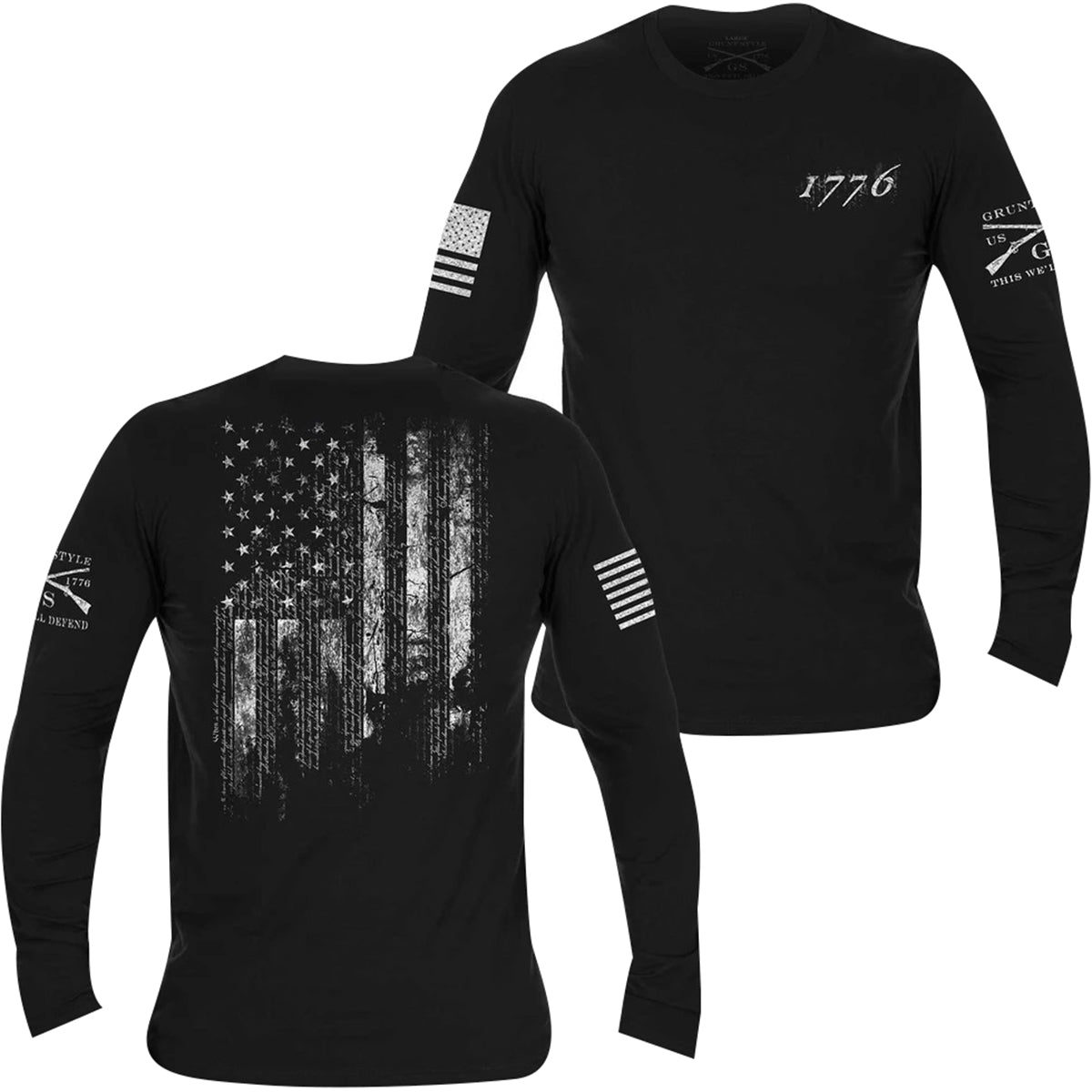Grunt Style 1776 Flag Long Sleeve T-Shirt - Black - Forza Sports