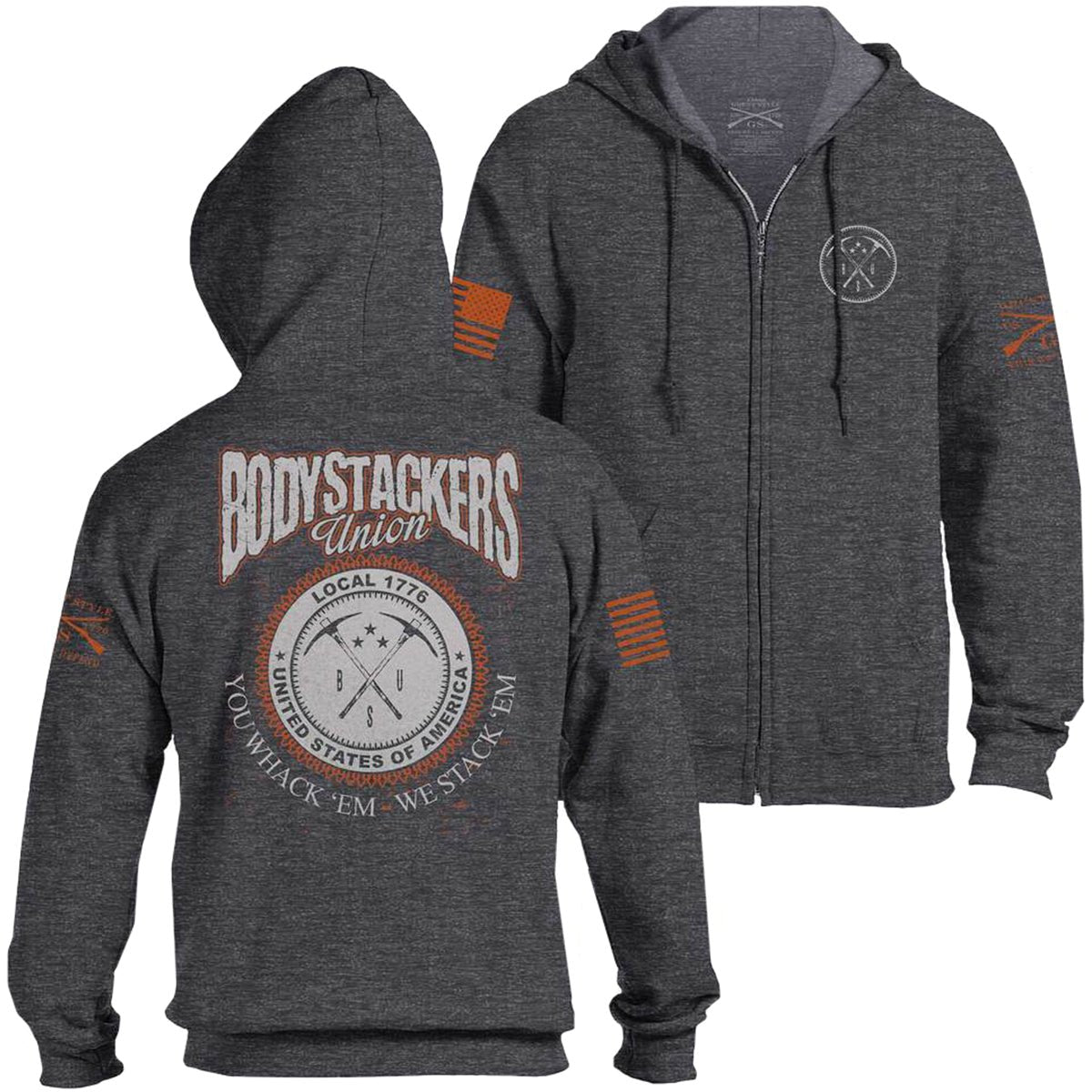 Grunt Style Bodystackers Union Full Zip Hoodie - Dark Heather Gray - Forza Sports