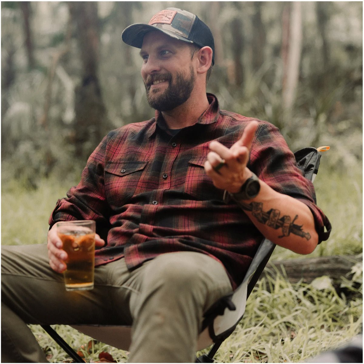 Grunt Style Plaid Flannel Long Sleeve Shirt - Crimson - Forza Sports