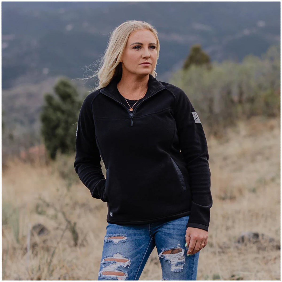 Grunt Style Women's Tech Quarter Zip Fleece Jacket - Black - Forza Sports