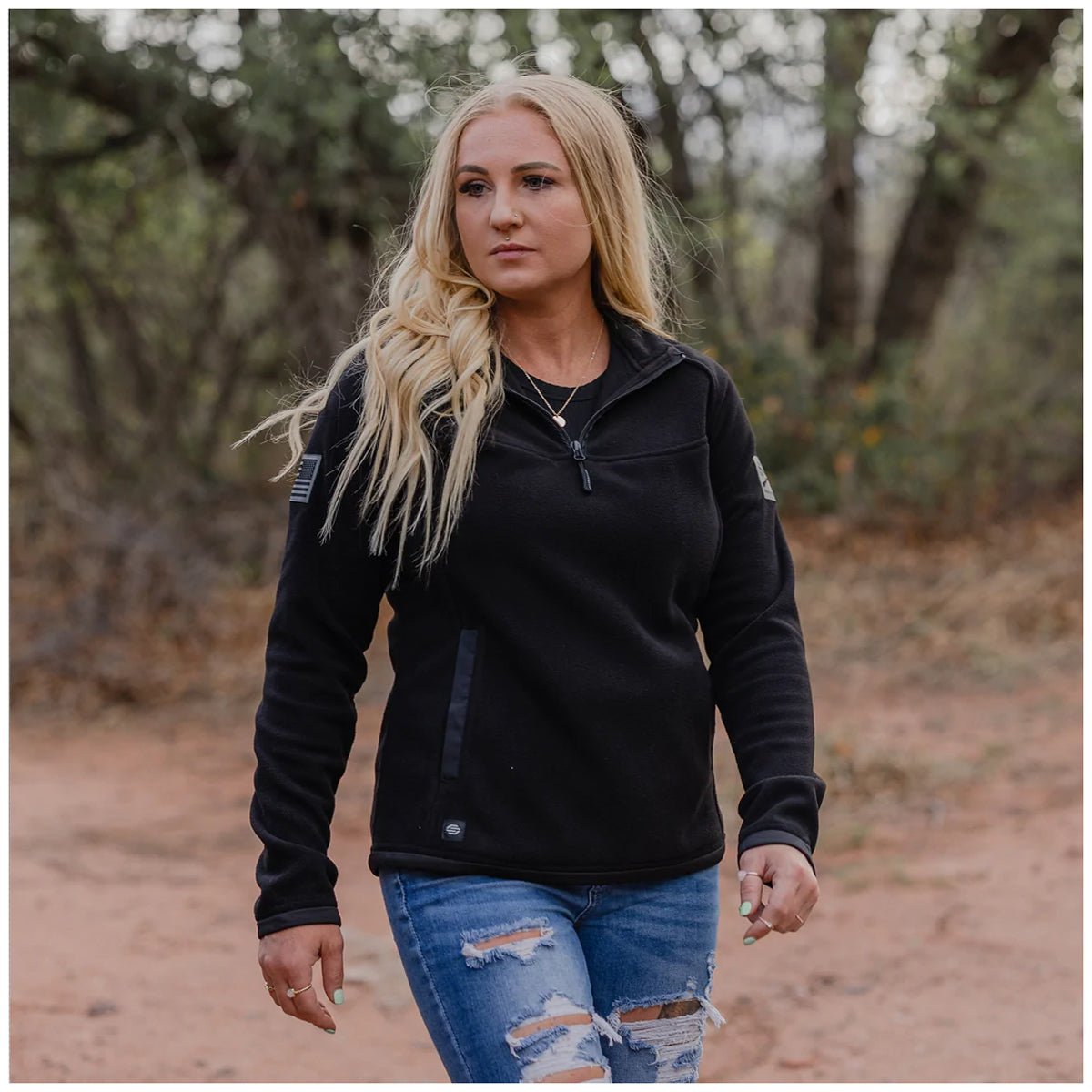 Grunt Style Women's Tech Quarter Zip Fleece Jacket - Black - Forza Sports